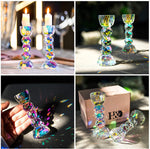 2 Pack Crystal Glass Candle Holder Candlesticks Dinner Table-le-home-chic.myshopify.com-CANDLES