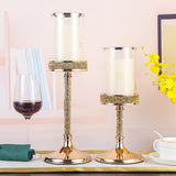 2 PCS Pillar Candle Holders with Glass Hurricane Lid (Gold)-le-home-chic.myshopify.com-CANDLE SET