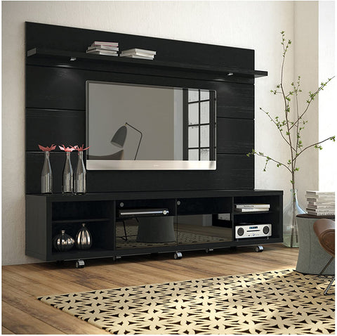 86 Inch TV Stand and Floating Wall TV Panel with LED Lights 2.2 in Black-le-home-chic.myshopify.com-FLOATING TV STAND