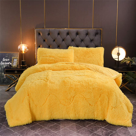 Luxury Solid Color, Plush Shaggy Ultra Soft  Bedding Set-le-home-chic.myshopify.com-COMFOTER SET