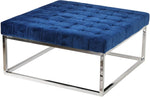 Coffee Table -  Ottoman, 36" Square, Blue Velvet-le-home-chic.myshopify.com-COFFEE TABLE