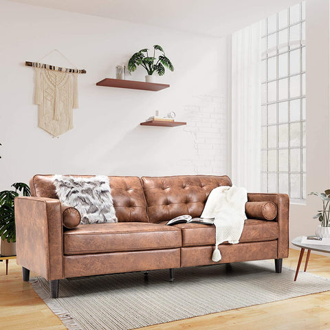 Mid-Century Sofa Couch, Tufted Modern with 2 Bolster Pillows-le-home-chic.myshopify.com-SOFA