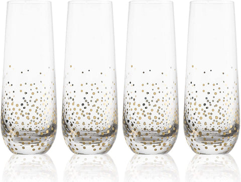 Goldosa Stemless Champagne Flute Glasses With Gold Luster-le-home-chic.myshopify.com-GLASSWARE