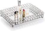 Crystal Vanity Makeup Tray Organizer(Rectangle 12" x 8") (Silver)-le-home-chic.myshopify.com-TRAY