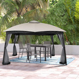 10x10, Outdoor Gazebo with Black Netting Sidewalls-le-home-chic.myshopify.com-OUTDOOR CHAIRS