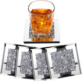 Glass Mirrored Coaster 4 Pack Square Bling Diamond-le-home-chic.myshopify.com-COASTERS