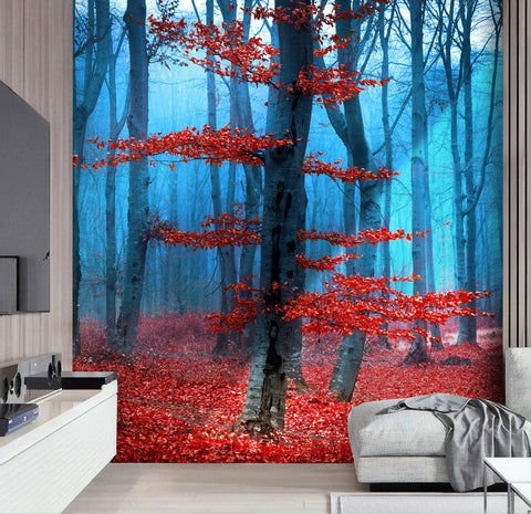 Nature Wallpaper Forest Wall Mural Red Forest-le-home-chic.myshopify.com-WALLPAPER