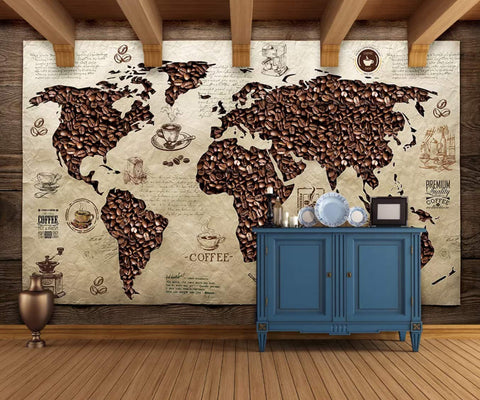 Map Wallpaper 3D Coffee Map Wall Murals-le-home-chic.myshopify.com-WALLPAPER