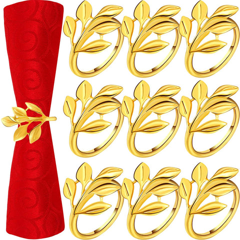 24 Pieces Napkin Rings Leaf Napkin Ring Holders-le-home-chic.myshopify.com-NAPKING RINGS