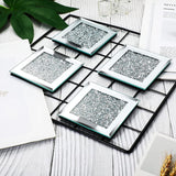 Glass Mirrored Coaster 4 Pack Square Bling Diamond-le-home-chic.myshopify.com-COASTERS