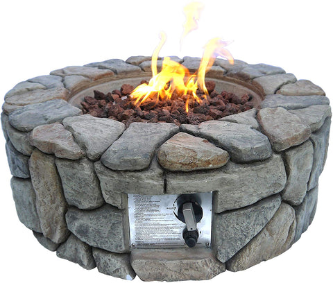 Round 40,000 BTU Propane Gas Fire Pit Stone Look-le-home-chic.myshopify.com-LE HOME CHIC