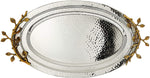 Golden Vine Hammered Stainless Steel Oval Tray, 16.5 by 10-Inch, Silver/Gold-le-home-chic.myshopify.com-SERVEWARE