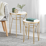 Round Metal & Marble in-Lay Accent Table with Hairpin Legs SET-le-home-chic.myshopify.com-ACCENT TABLE SET