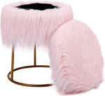 Round White Faux Fur Foot Stool Storage Ottoman with Pale Gold Legs-le-home-chic.myshopify.com-OTTOMAN