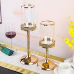 2 PCS Pillar Candle Holders with Glass Hurricane Lid (Gold)-le-home-chic.myshopify.com-CANDLE SET