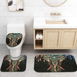 4 Pcs Colorful Elephant Shower Curtain Set with Non-Slip Rug-le-home-chic.myshopify.com-CURTAINS
