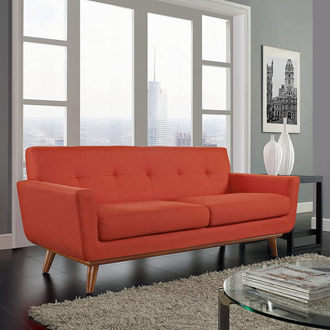 Mid-Century Modern Upholstered Fabric Loveseat in Atomic Red-le-home-chic.myshopify.com-SOFA