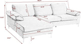 Velvet Fabric Sectional Sofa with Pillows, Black-le-home-chic.myshopify.com-SOFA SET