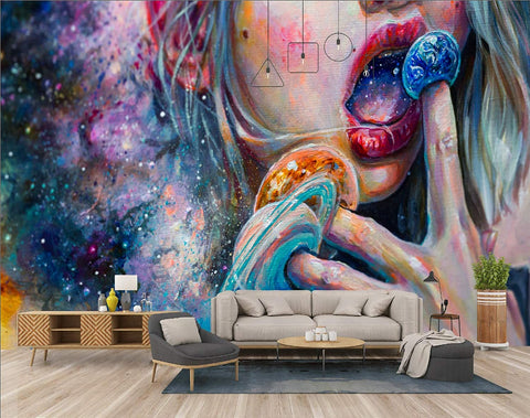 Wallpaper Easel Woman Artist Wall Mural Acrylic Oil Painting-le-home-chic.myshopify.com-WALLPAPER