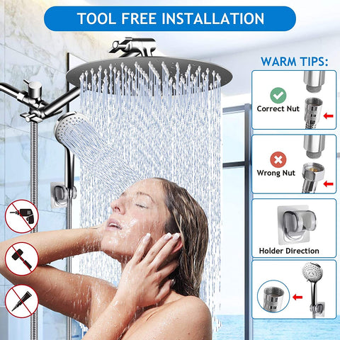 Shower Head Combo-10 Inch High Pressure Round Rain-le-home-chic.myshopify.com-SHOWERHEADS