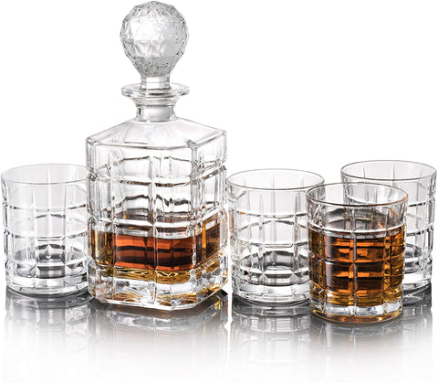 5-piece Crystal Whiskey Drinkware Barware Set-le-home-chic.myshopify.com-DECANTER