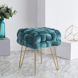 Contemporary Square Woven Upholstered Velvet Ottoman-le-home-chic.myshopify.com-OTTOMAN