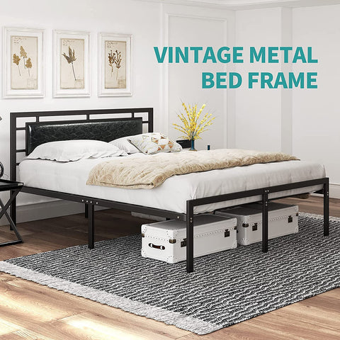 Metal Platform Bed Frames with Vintage Headboard-le-home-chic.myshopify.com-BED