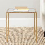 Gold Leaf/ Black Glass Mirror Top Square Side End Accent Table-le-home-chic.myshopify.com-END TABLE