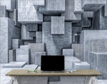 3D Look Wallpaper Concrete Cube Wall Mural Gray-le-home-chic.myshopify.com-WALLPAPER