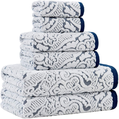 6 Piece Jacquard Woven Towel Sets Quick Dry, Soft-le-home-chic.myshopify.com-TOWELS