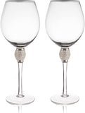 Gold Rimmed Wine Glasses Set of 2 - Rhinestone-le-home-chic.myshopify.com-GLASSWARE
