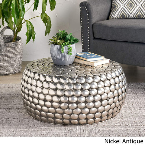 Modern Textured Iron Coffee Table, Nickel Antique-le-home-chic.myshopify.com-COFFEE TABLE
