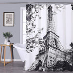 Paris Shower Curtain Black and White Effiel Tower Print-le-home-chic.myshopify.com-SHOWER CURTAIN