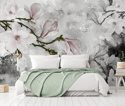 Wallpaper Dark Magnolia Flowers Wall Mural-le-home-chic.myshopify.com-WALLPAPER