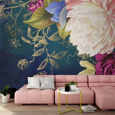 Bohemian Flower Wall Mural Mediterranean Home Decor-le-home-chic.myshopify.com-WALLPAPER