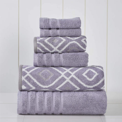 6-Piece Yarn Dyed Oxford Stripe Jacquard/Solid Ultra Soft-le-home-chic.myshopify.com-TOWELS