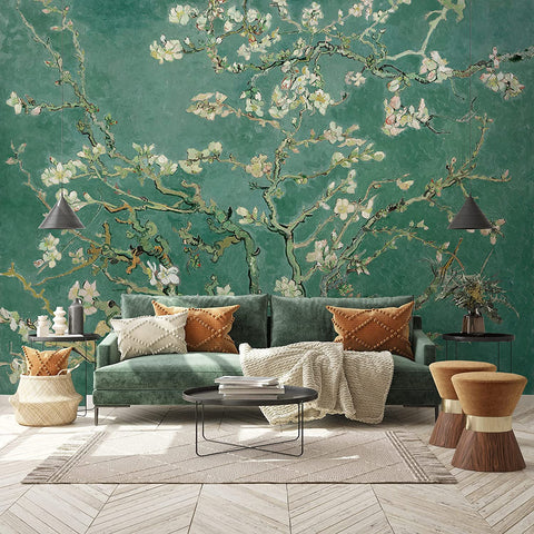 Almond Blossom Wallpaper Watercolor Floral Wall Mural-le-home-chic.myshopify.com-WALLPAPER