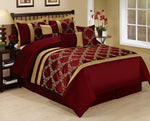 7 Piece Comforter Set Queen- Burgundy and Gold Embroidered-le-home-chic.myshopify.com-COMFORTER SET