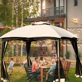 10x10, Outdoor Gazebo with Black Netting Sidewalls-le-home-chic.myshopify.com-OUTDOOR CHAIRS