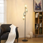 Industrial Black Floor Lamp with 4 Brush Gold Finish Leaf Shade-le-home-chic.myshopify.com-FLOOR LAMP