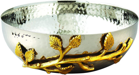 Golden Vine Hammered Stainless Steel Salad Bowl, 6.5-Inch, Silver/Gold-le-home-chic.myshopify.com-SERVEWARE