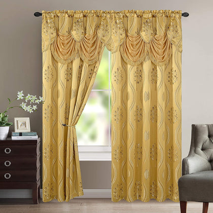 Luxurious Beautiful Curtain Panel Set with Attached Valance and Backing-le-home-chic.myshopify.com-CURTAINS